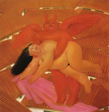 Fernando Botero Painting - Mujer secuestrada por el demonio Fernando Botero